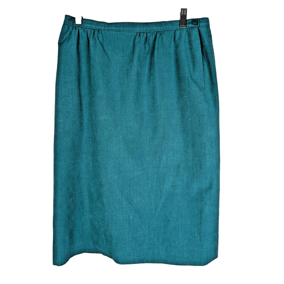 Vintage Pendleton Country Sophisticates Midi Skirt Kelly Green Silk Blend USA 14 - Picture 1 of 9